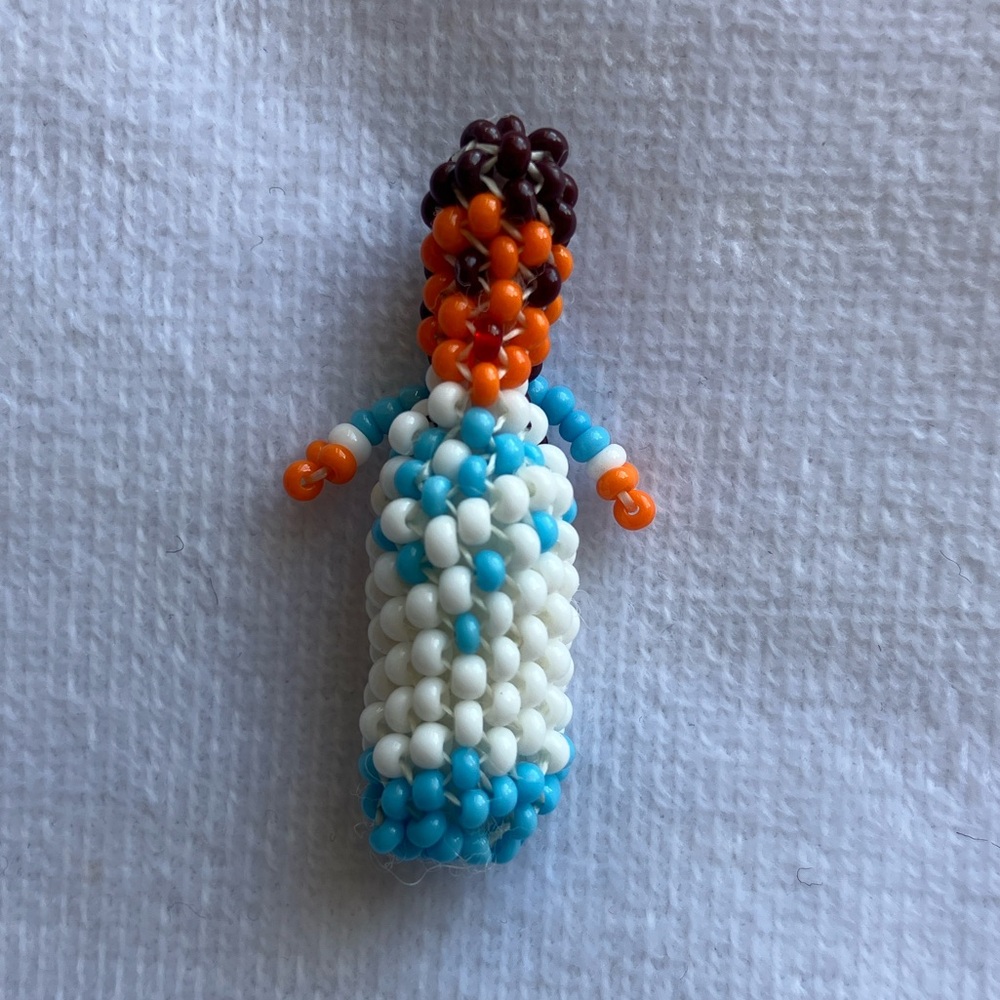 Vintage Native American Seed Bead Doll Charm